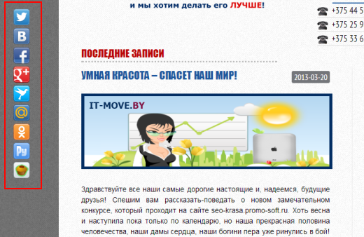 вертикальные иконки соц сетей