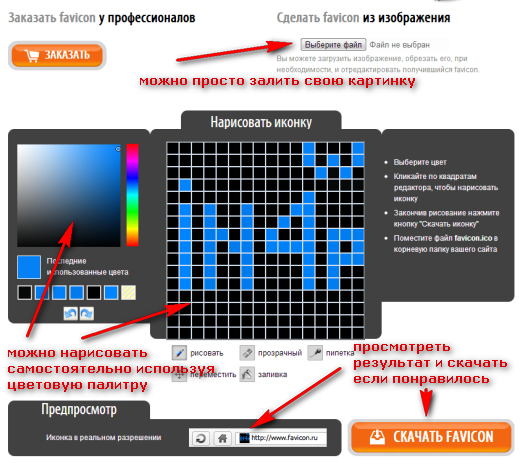 создать favicon с помощью онлайн сервиса
