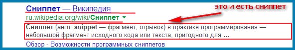 формирование сниппета